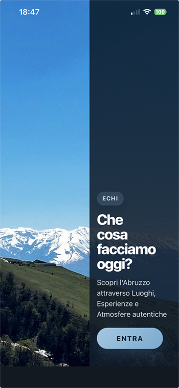 Screenshot della schermata iniziale di ECHI